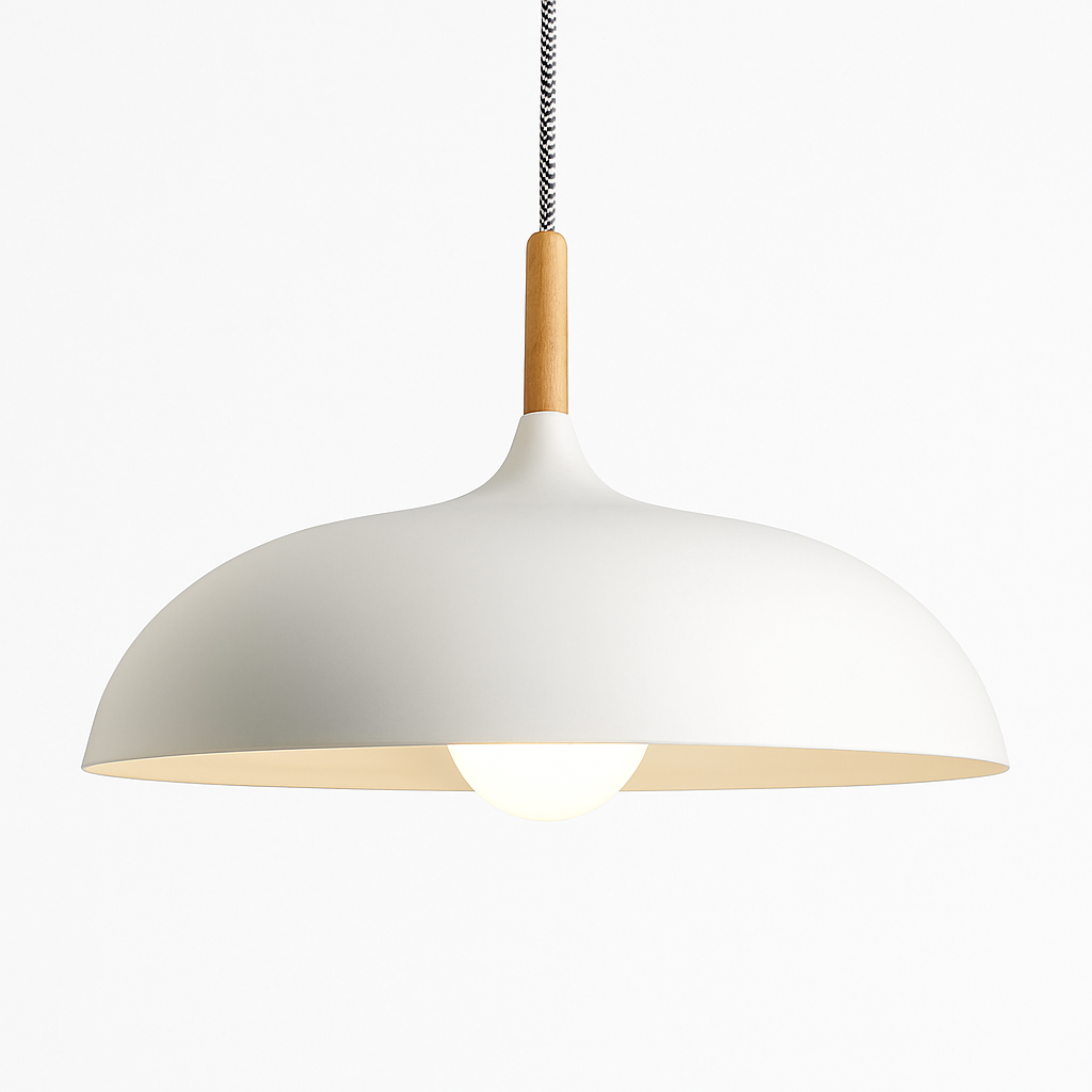 Hanglamp met houten stang en aluminium kap 35-60 cm E27 modern design verlichting eetkamer woonkamer | Sulvida