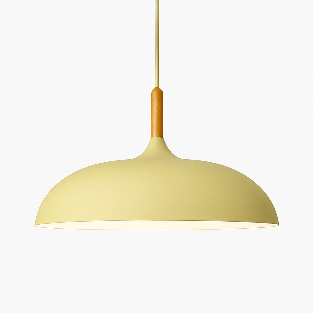 Hanglamp met houten stang en aluminium kap 35-60 cm E27 modern design verlichting eetkamer woonkamer | Sulvida