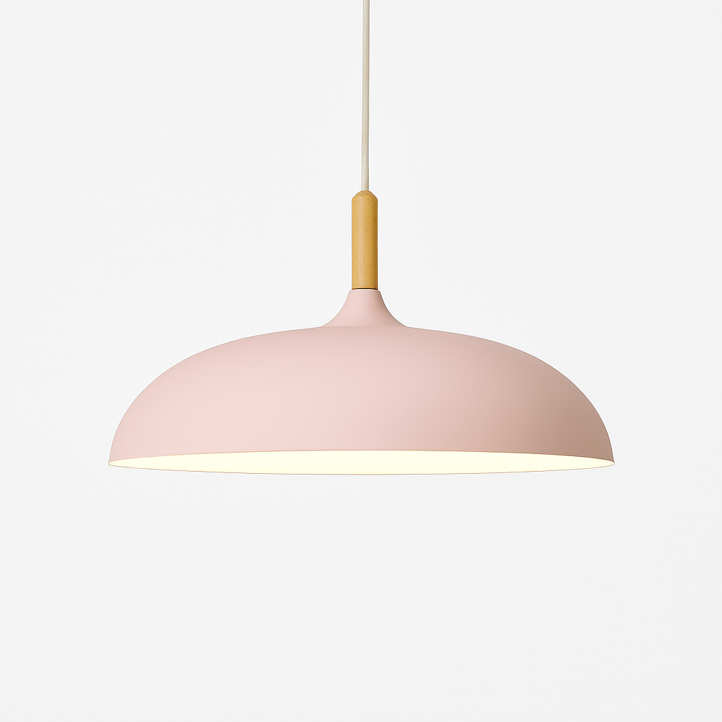 Hanglamp met houten stang en aluminium kap 35-60 cm E27 modern design verlichting eetkamer woonkamer | Sulvida