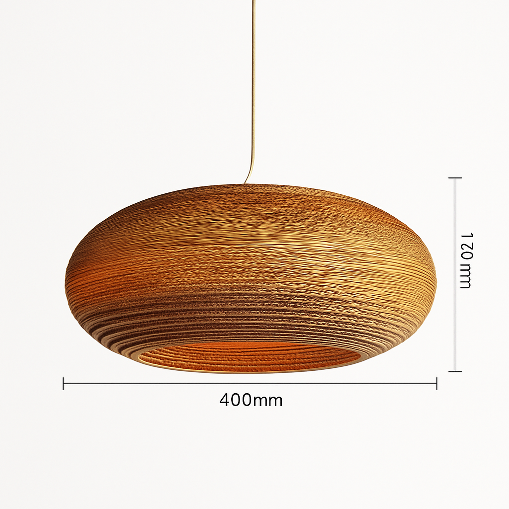 Papieren Hanglamp Bruin Japandi Design E27 Kartonnen Kap 3-5m² Verlichting Interieur Woonkamer Eethoek | Sulvida
