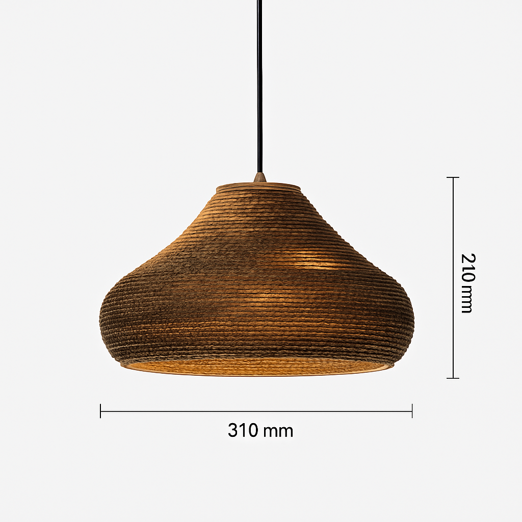 Papieren Hanglamp Bruin Japandi Design E27 Kartonnen Kap 3-5m² Verlichting Interieur Woonkamer Eethoek | Sulvida