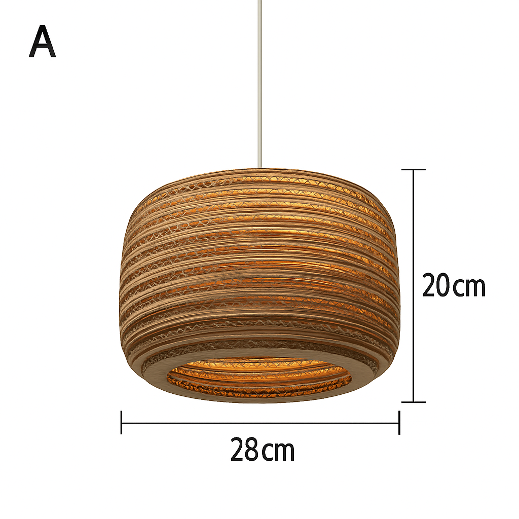 Papieren Hanglamp Bruin Japandi Design E27 Kartonnen Kap 3-5m² Verlichting Interieur Woonkamer Eethoek | Sulvida