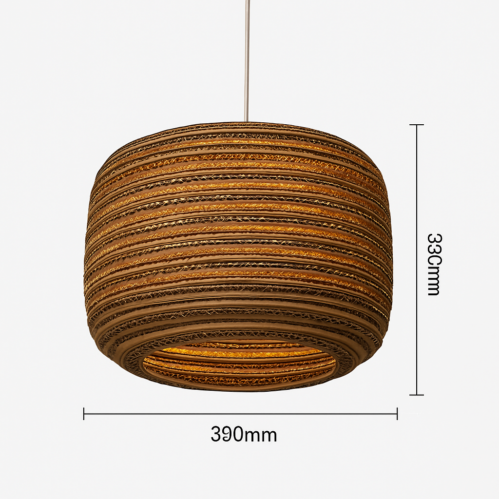 Papieren Hanglamp Bruin Japandi Design E27 Kartonnen Kap 3-5m² Verlichting Interieur Woonkamer Eethoek | Sulvida