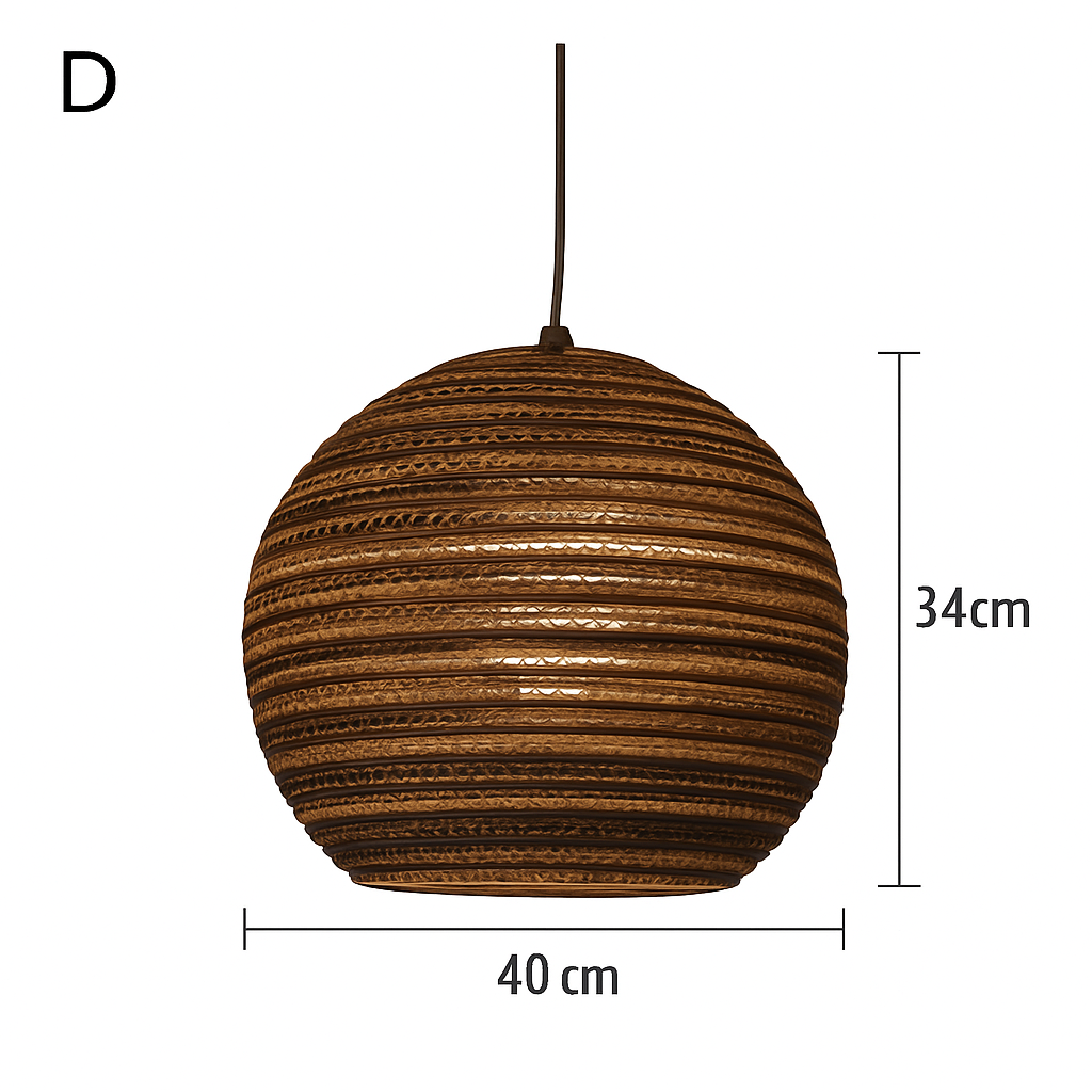 Papieren Hanglamp Bruin Japandi Design E27 Kartonnen Kap 3-5m² Verlichting Interieur Woonkamer Eethoek | Sulvida
