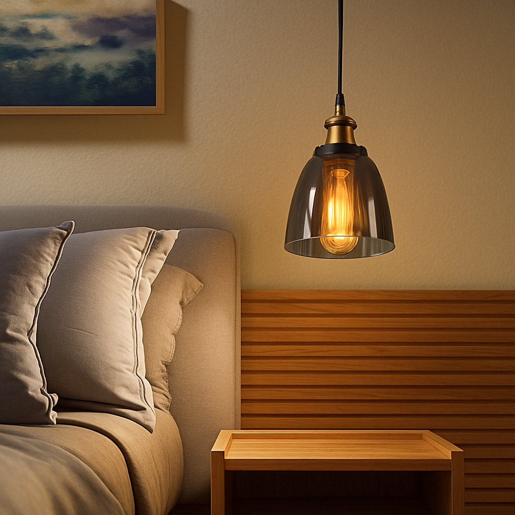 Rookglazen hanglamp vintage ijzer E27 fitting Ø15cm H100cm salon slaapkamer retro stijl plafondverlichting | Sulvida