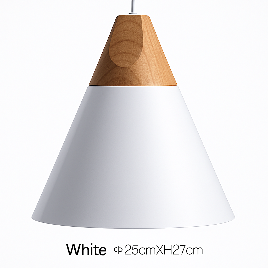 Conische Hanglamp Hout & Aluminium Modern Design E27 Fitting Sfeervolle Verlichting Keuken Eetkamer Woonkamer | Sulvida