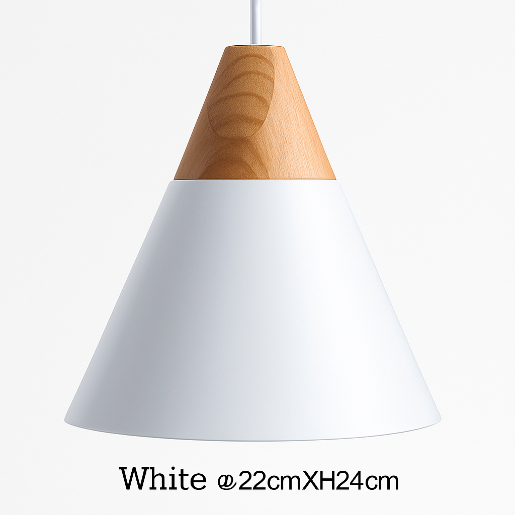 Conische Hanglamp Hout & Aluminium Modern Design E27 Fitting Sfeervolle Verlichting Keuken Eetkamer Woonkamer | Sulvida