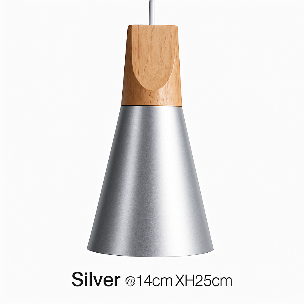 Conische Hanglamp Hout & Aluminium Modern Design E27 Fitting Sfeervolle Verlichting Keuken Eetkamer Woonkamer | Sulvida