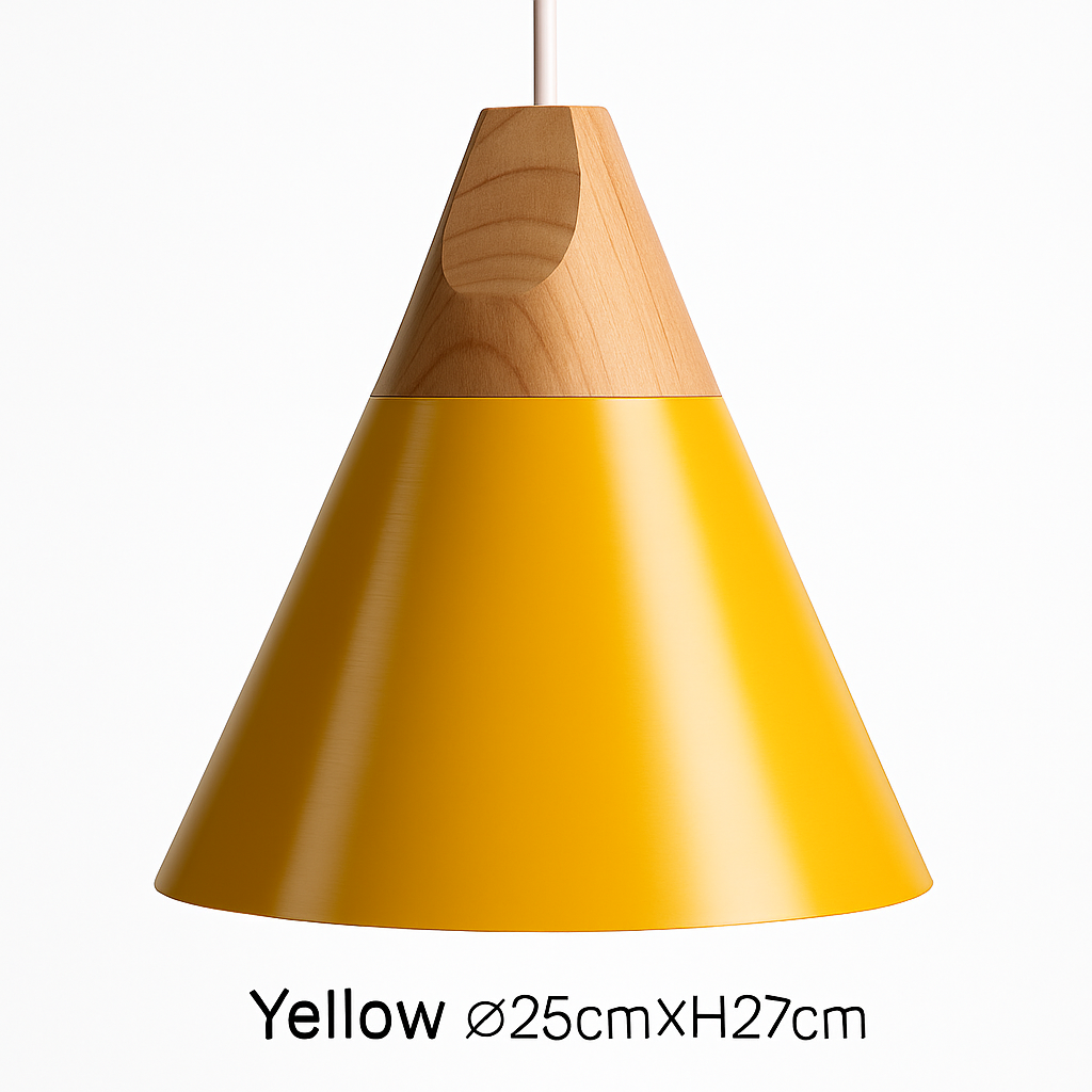 Conische Hanglamp Hout & Aluminium Modern Design E27 Fitting Sfeervolle Verlichting Keuken Eetkamer Woonkamer | Sulvida