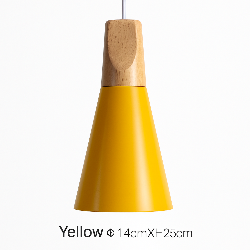 Conische Hanglamp Hout & Aluminium Modern Design E27 Fitting Sfeervolle Verlichting Keuken Eetkamer Woonkamer | Sulvida