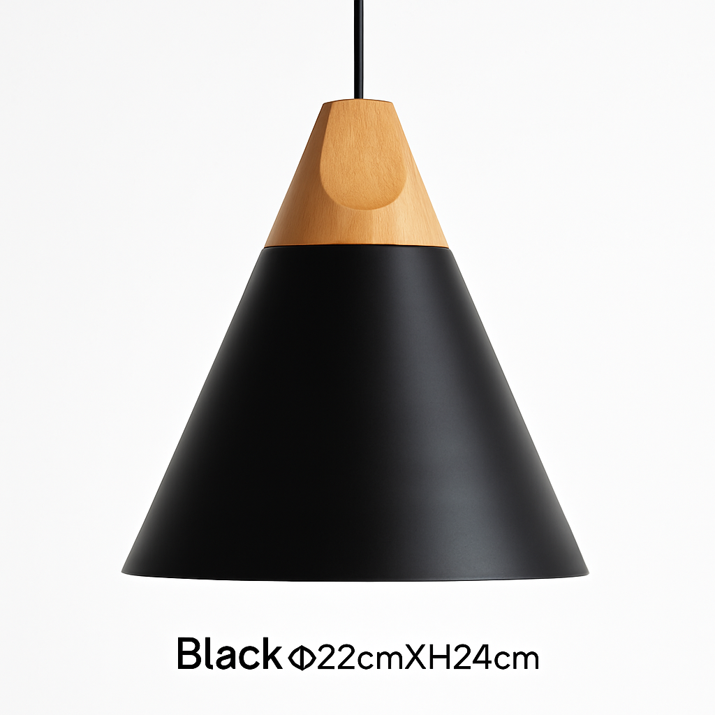 Conische Hanglamp Hout & Aluminium Modern Design E27 Fitting Sfeervolle Verlichting Keuken Eetkamer Woonkamer | Sulvida
