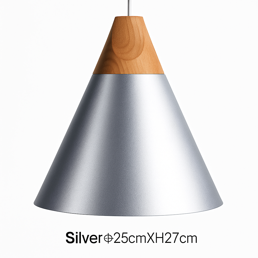 Conische Hanglamp Hout & Aluminium Modern Design E27 Fitting Sfeervolle Verlichting Keuken Eetkamer Woonkamer | Sulvida