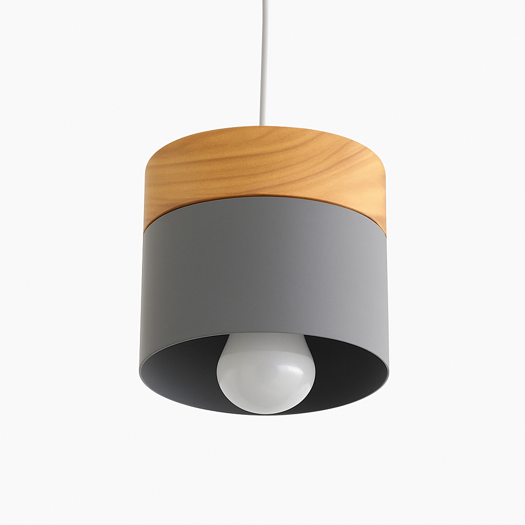 Scandinavische Hanglamp Cilindervorm Hout en Metaal E27 Fitting Verstelbare Kabel 150 cm Eetkamer Woonkamer | Sulvida