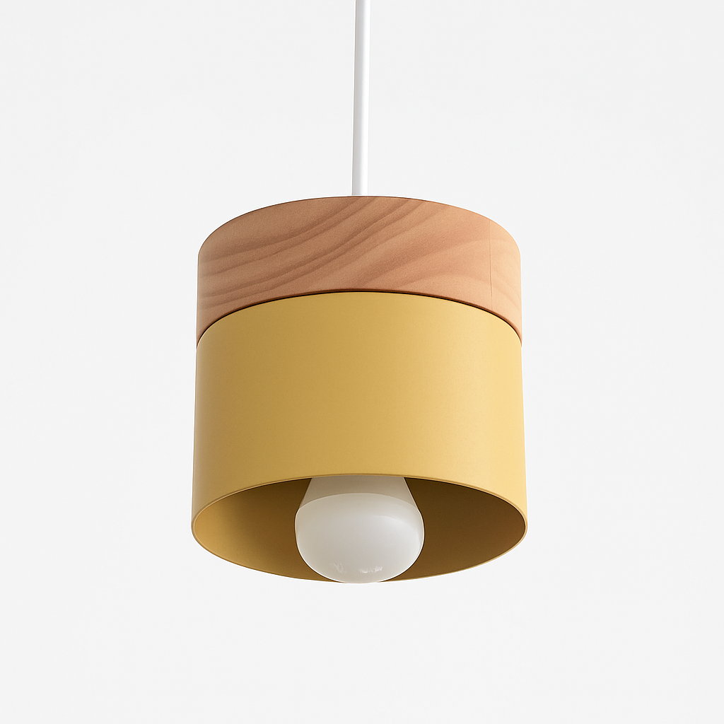 Scandinavische Hanglamp Cilindervorm Hout en Metaal E27 Fitting Verstelbare Kabel 150 cm Eetkamer Woonkamer | Sulvida