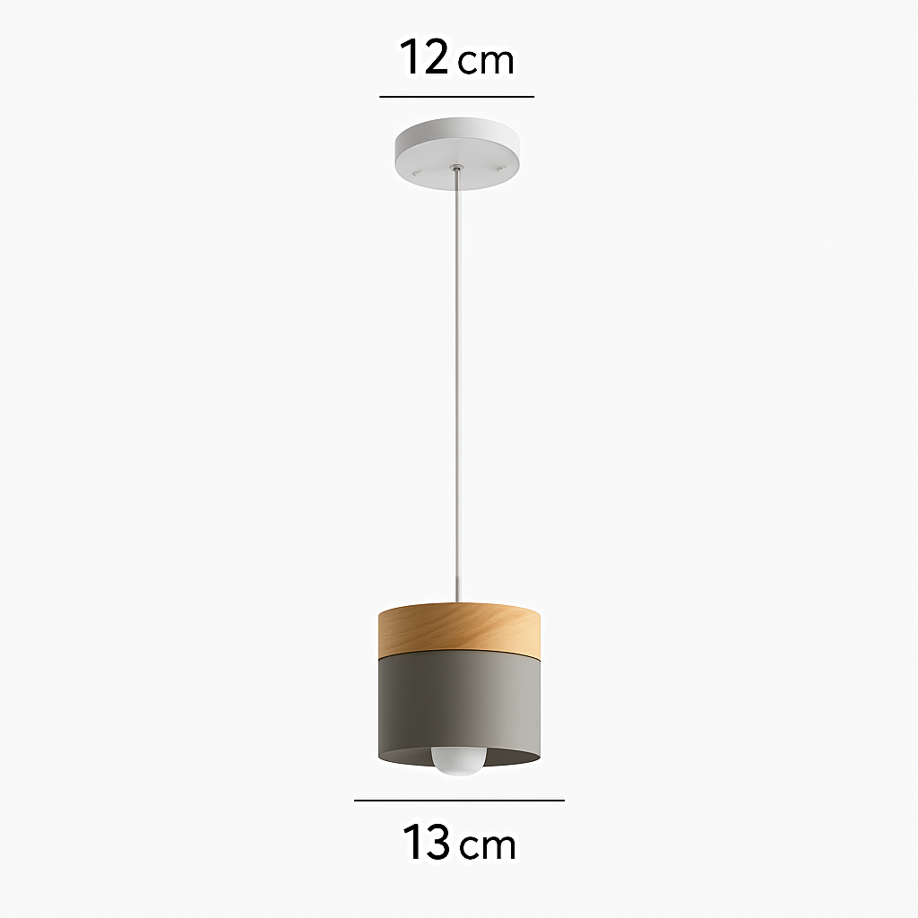 Scandinavische Hanglamp Cilindervorm Hout en Metaal E27 Fitting Verstelbare Kabel 150 cm Eetkamer Woonkamer | Sulvida