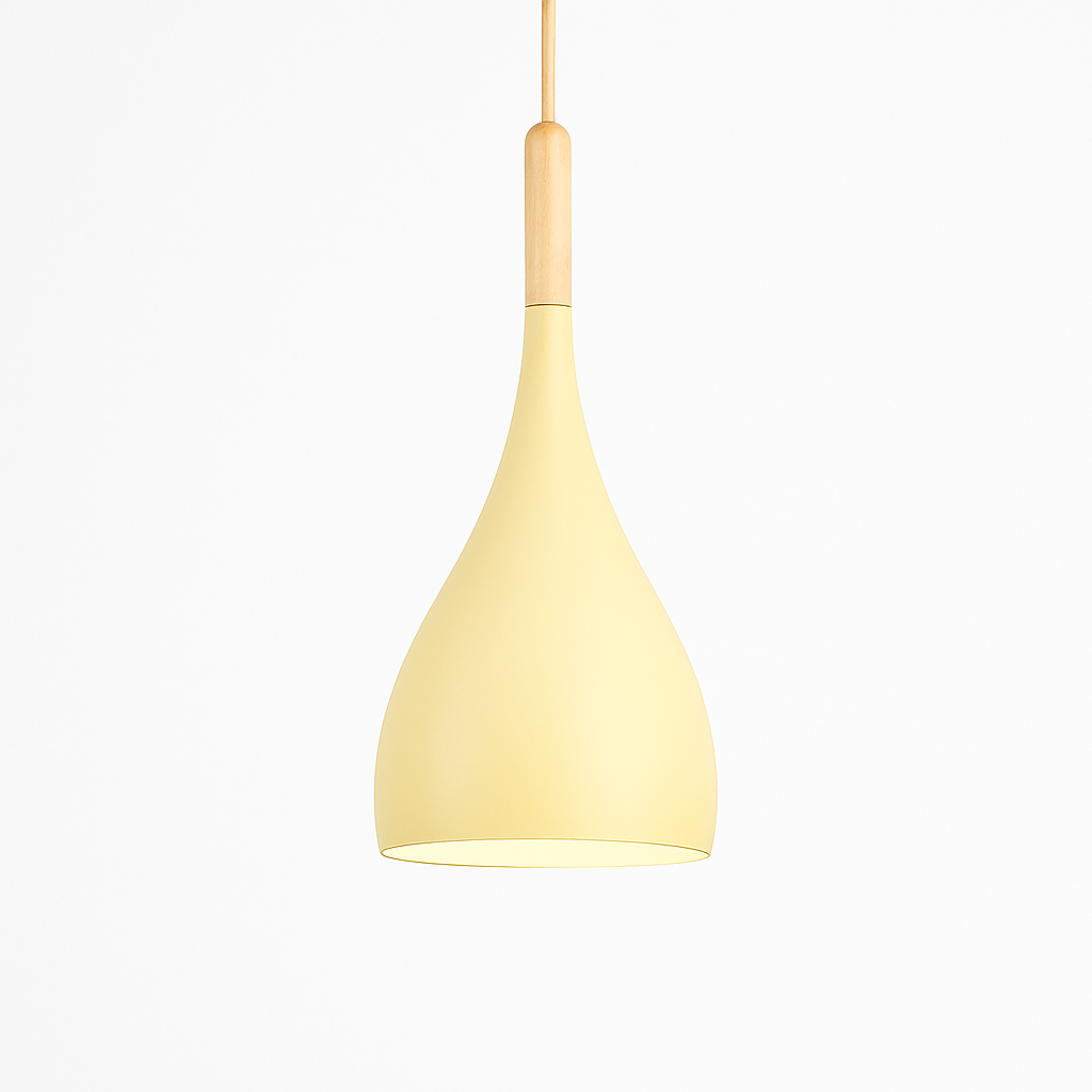 Hanglamp Metaal Kleur met Hout Scandinavisch Design Verstelbaar Snoer Nordic Verlichting Moderne Keuken Eethoek | Sulvida