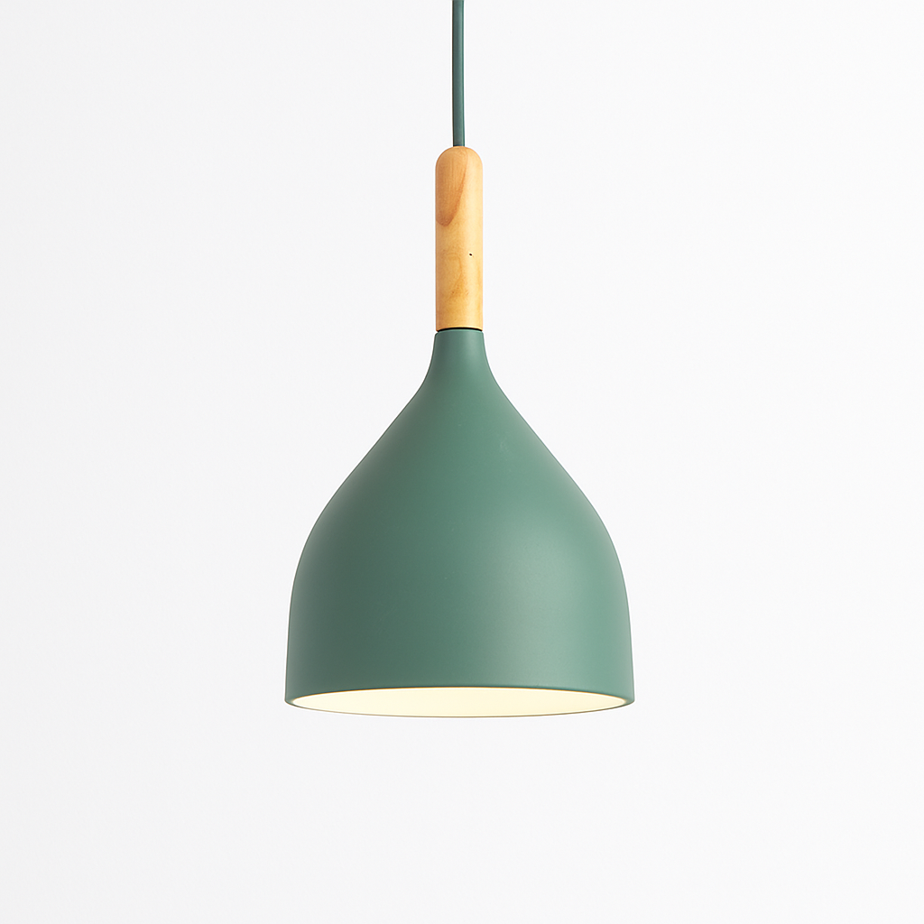 Hanglamp Metaal Kleur met Hout Scandinavisch Design Verstelbaar Snoer Nordic Verlichting Moderne Keuken Eethoek | Sulvida