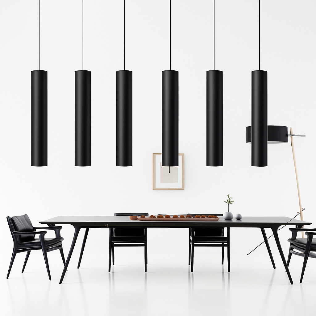 Cilindervormige Hanglamp LED Aluminium Zwart Wit 6×20 6×30cm Verstelbaar Modern Design Interieurverlichting | Sulvida