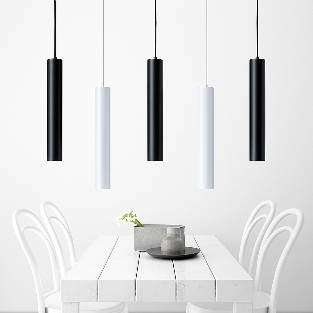 Cilindervormige Hanglamp LED Aluminium Zwart Wit 6×20 6×30cm Verstelbaar Modern Design Interieurverlichting | Sulvida