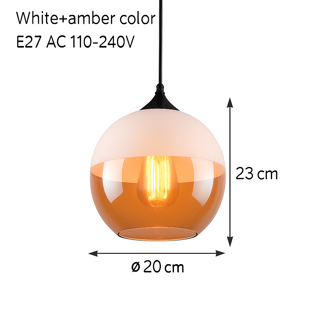 Hanglamp Industrieel Glas Metaal Zwart Ambre Design Modern Vintage Loft Bar Keuken Eettafel Verlichting E27 | Sulvida