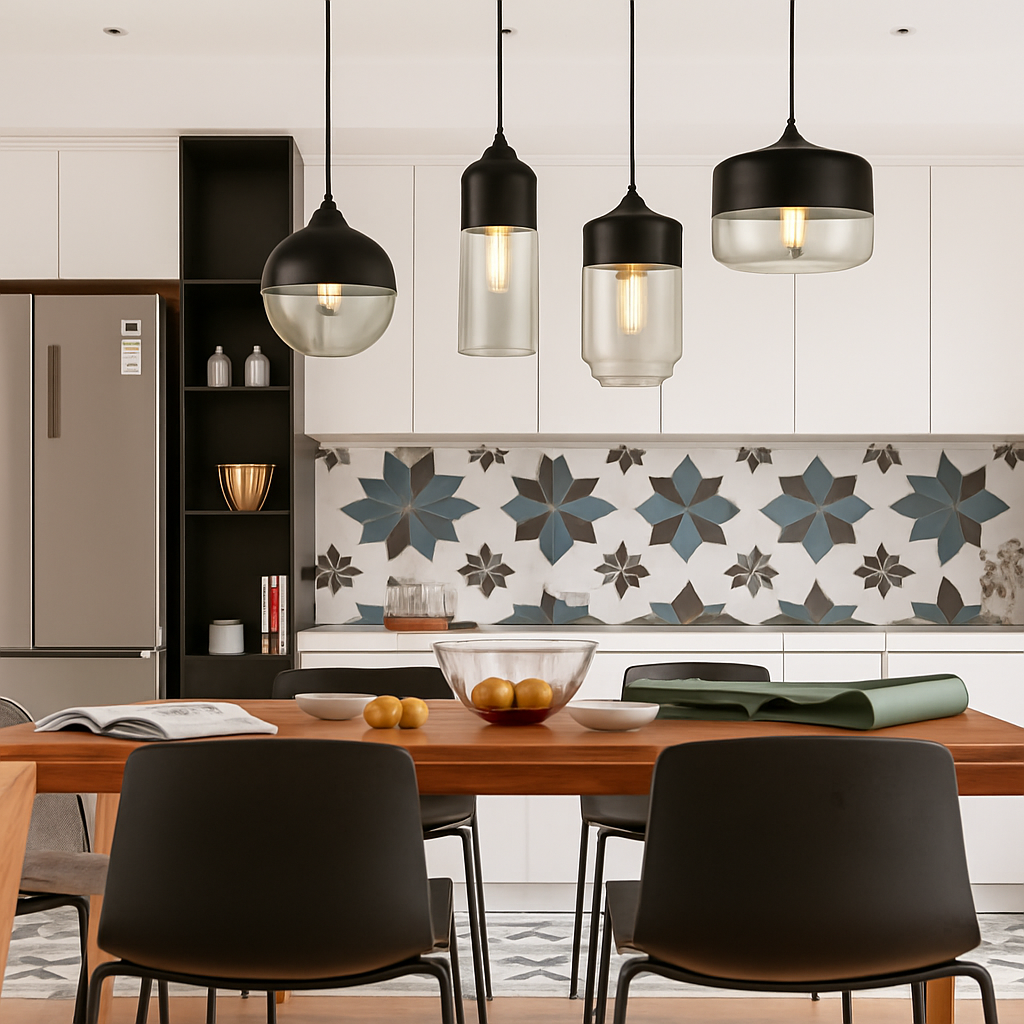 Hanglamp Industrieel Glas Metaal Zwart Ambre Design Modern Vintage Loft Bar Keuken Eettafel Verlichting E27 | Sulvida