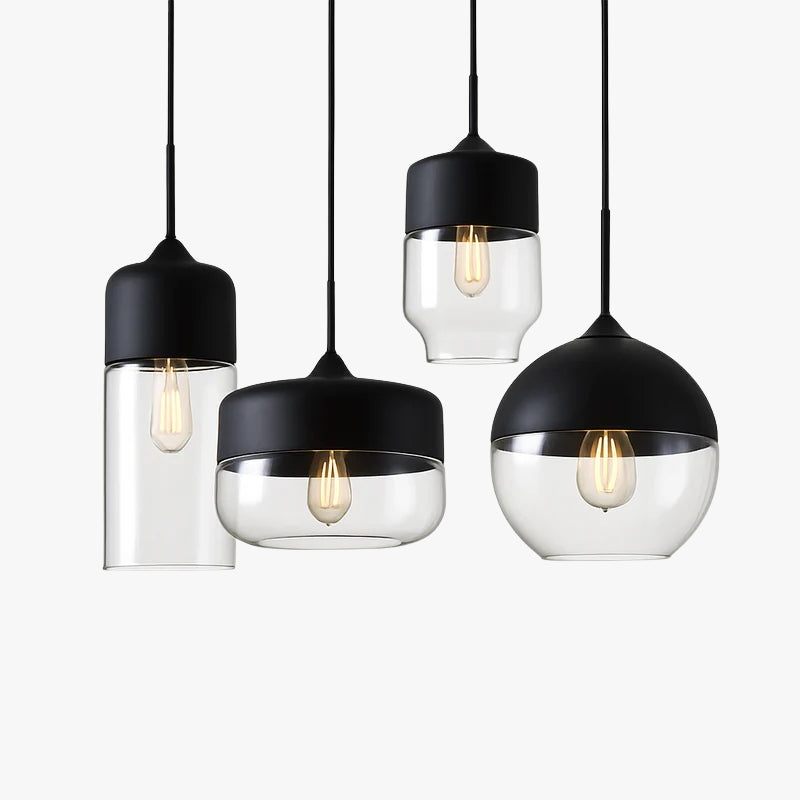 Hanglamp Industrieel Glas Metaal Zwart Ambre Design Modern Vintage Loft Bar Keuken Eettafel Verlichting E27 | Sulvida