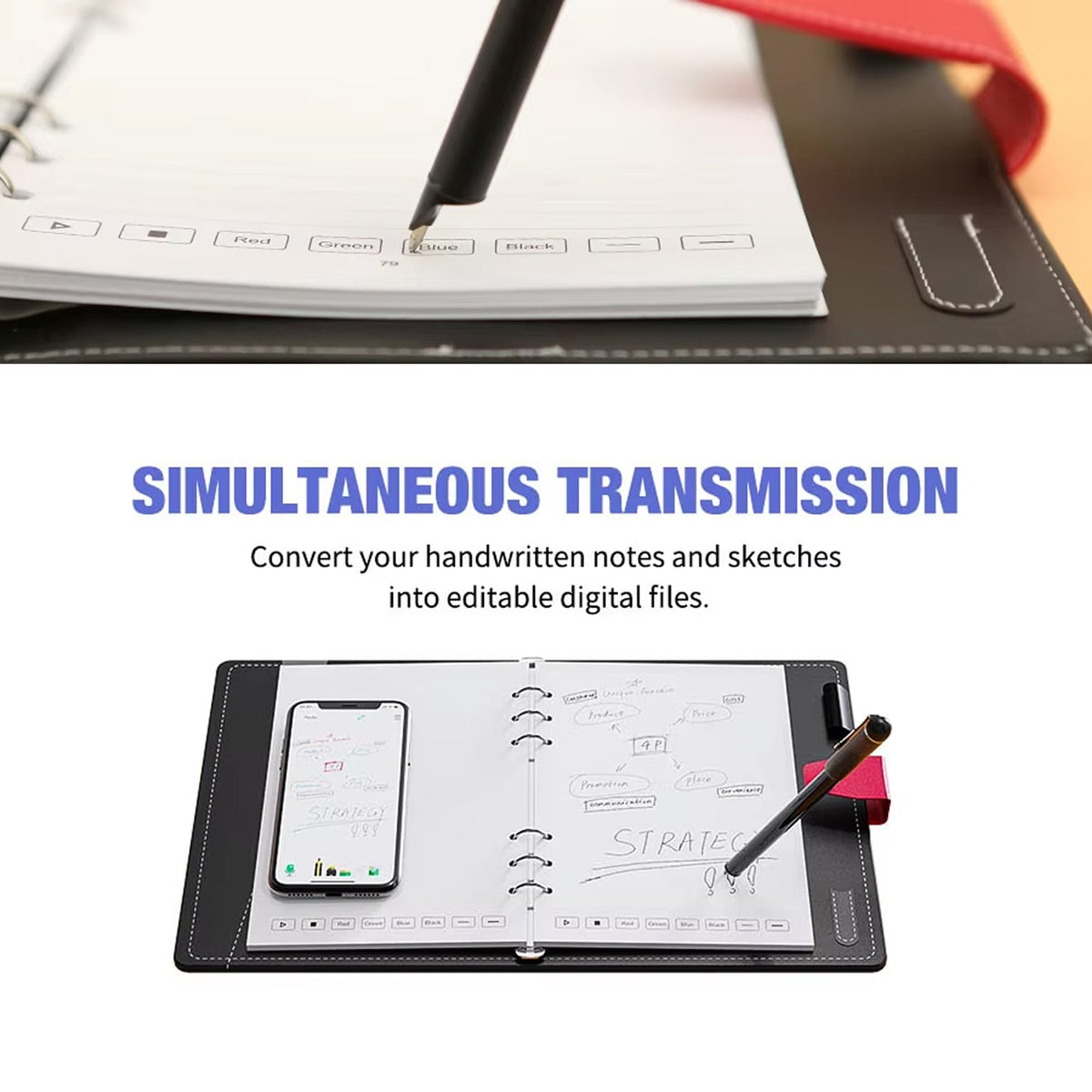Bloc-notes numérique avec reconnaissance de l’écriture manuscrite par OCR et synchronisation Bluetooth, pour les notes et les dessins | Sulvida