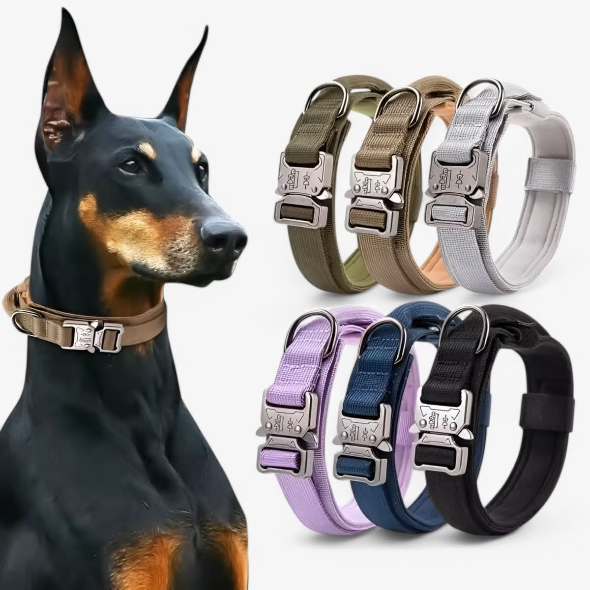 Gewatteerde hondenhalsband nylon verstelbaar zwart groen camouflage training wandelen actieve honden medium large | Sulvida