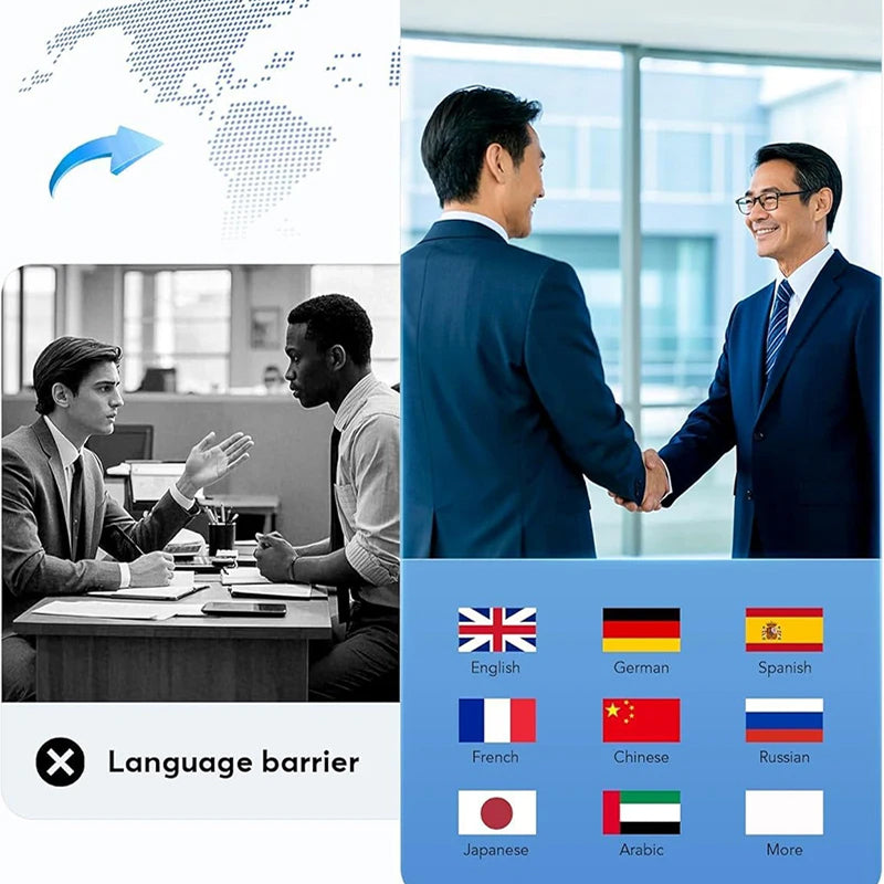 Écouteurs traducteurs dotés d’une technologie d’IA, 144 langues, traduction en temps réel, écouteurs sans fil Bluetooth 5.4 pour la communication et les voyages - Sulvida