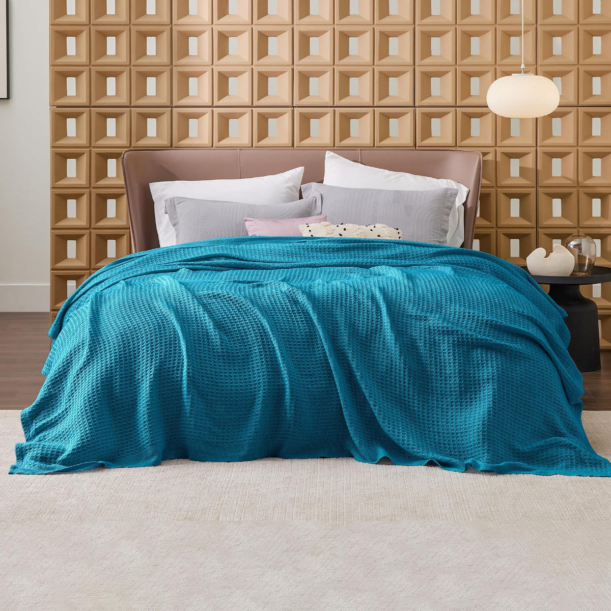 Katoenen Wafelweefsel Deken Queen Size Zacht Ademend Licht Luxe Zomerdeken voor Bed Bank Slaapkamer Comfort | Sulvida