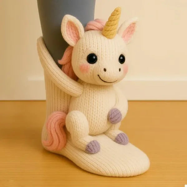 Knuffel Sokken 3D Dieren Pluche Warm Huissokken Herfst Winter Unisex Grappig Cadeau One Size 35-45 Antislip | Sulvida
