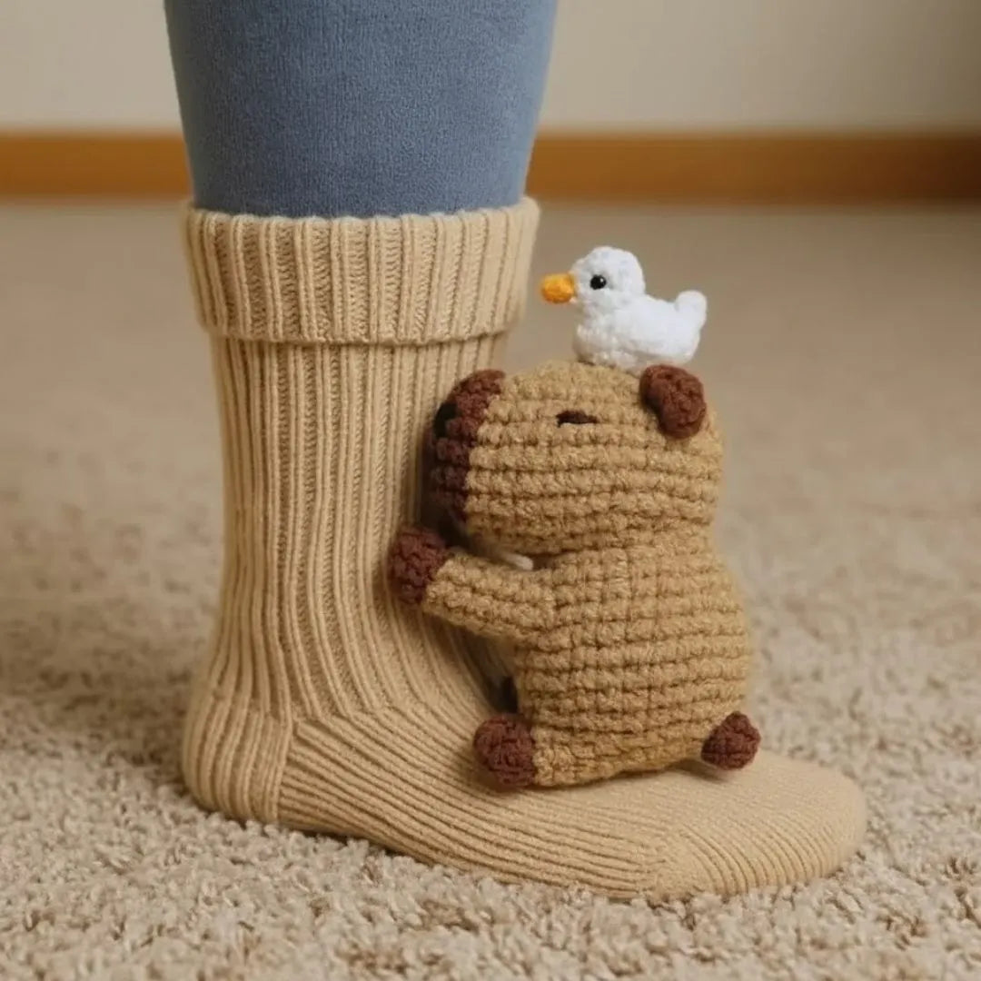 Verwarmde knuffelsokken in grappige diermotieven voor koude voeten thuis unisex comfort warm pluche sloffen | Sulvida