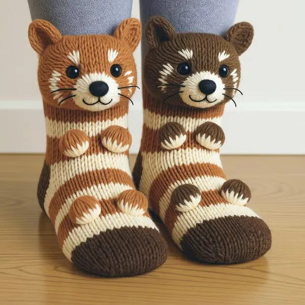 Knuffel Sokken 3D Dieren Pluche Warm Huissokken Herfst Winter Unisex Grappig Cadeau One Size 35-45 Antislip | Sulvida