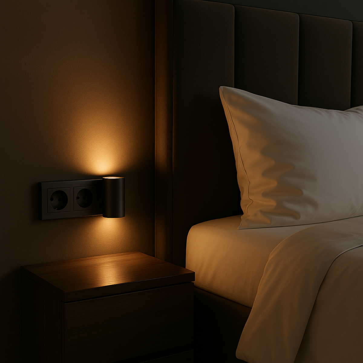 Compacte Stekkerlamp LED met Draaibare Kop Warm Licht Wandverlichting Nachtlampje Energiebesparend Sfeer | Sulvida