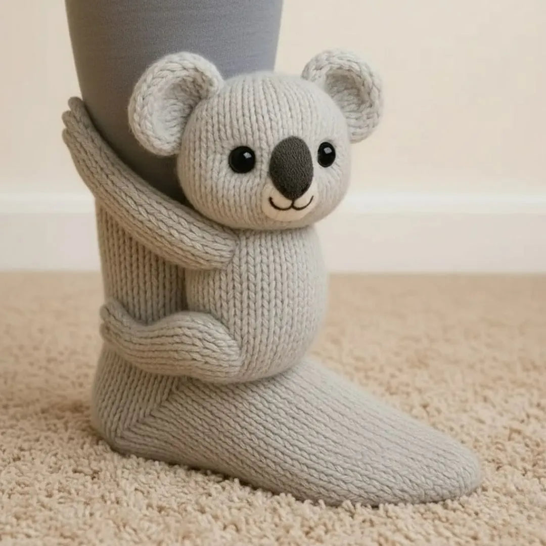 Verwarmde knuffelsokken in grappige diermotieven voor koude voeten thuis unisex comfort warm pluche sloffen | Sulvida