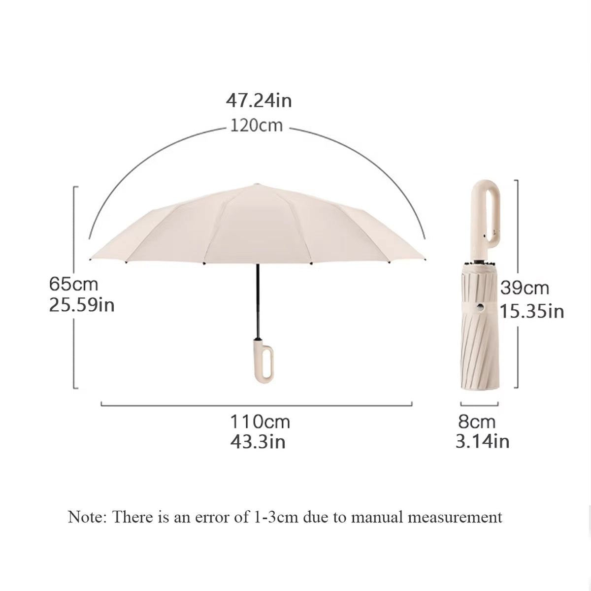 Parapluie anti-tempête 192 baleines avec armature renforcée, ouverture automatique et résistance au vent, diamètre de 120 cm | Sulvida