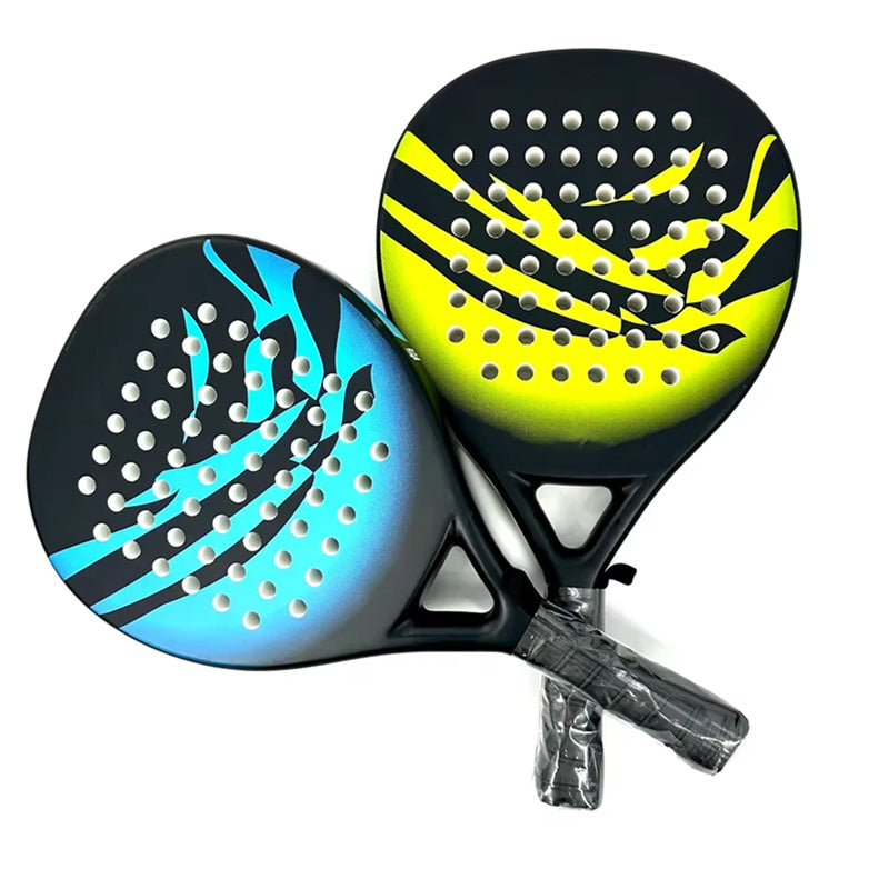 Raquette de padel pour débutants, fibre de carbone, mousse EVA, 365g, grise, jaune et bleue, avec sac, équipement de sport de padel | Sulvida