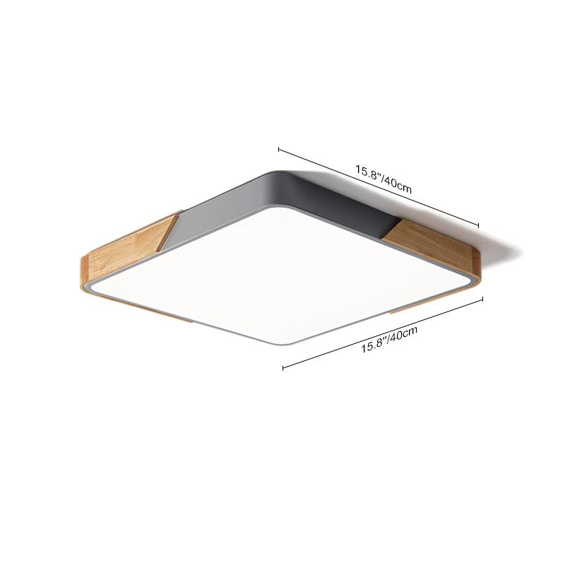 Plafonnier LED moderne rectangulaire en bois et acrylique, à intensité et température de couleur réglables, 3000K-6000K, cuisine, salon, chambre | Sulvida