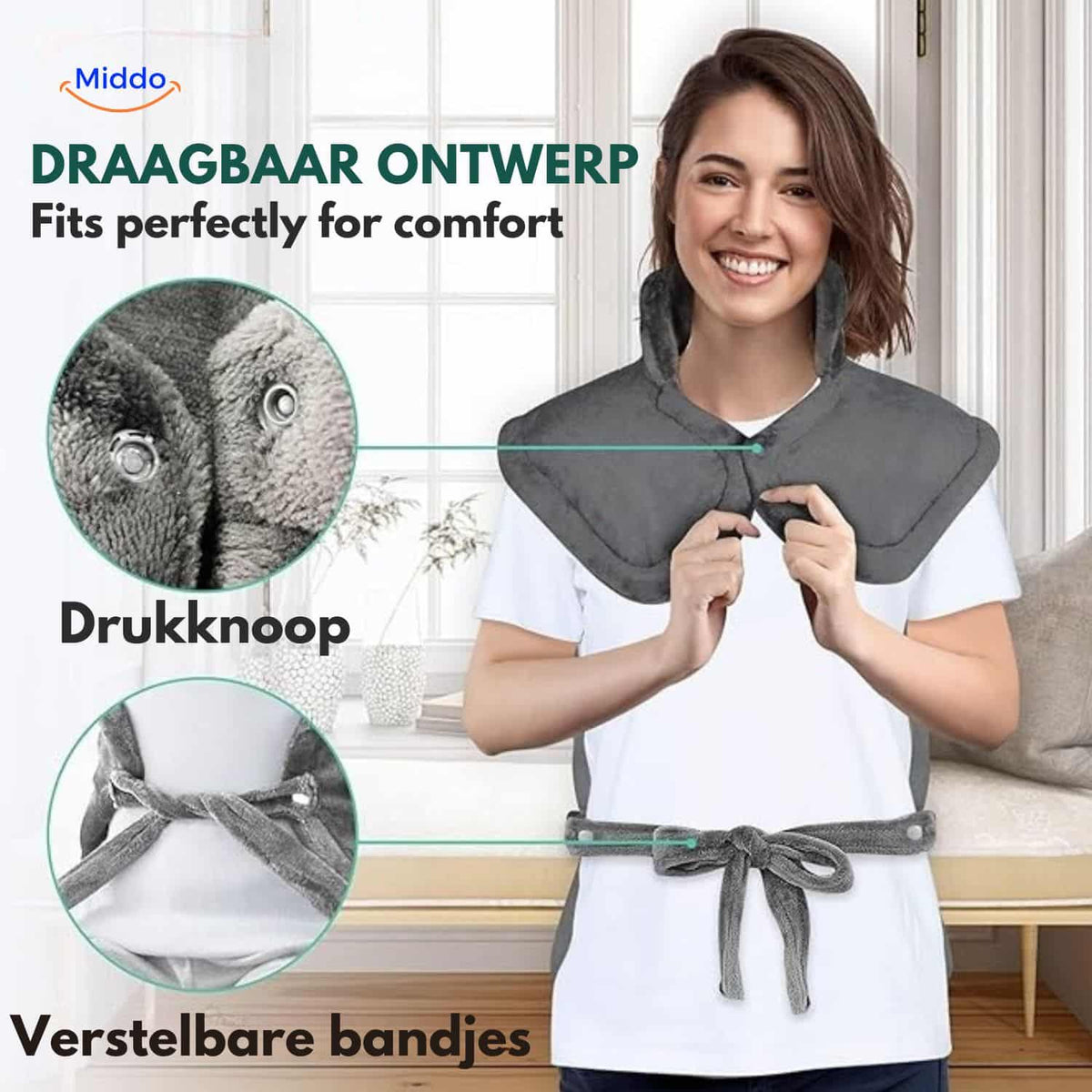 Verwarmingscape Nek Schouders Elektrisch Warmtetherapie Fluweel 9 Verwarmingsstanden Timer 90min Autostop | Sulvida