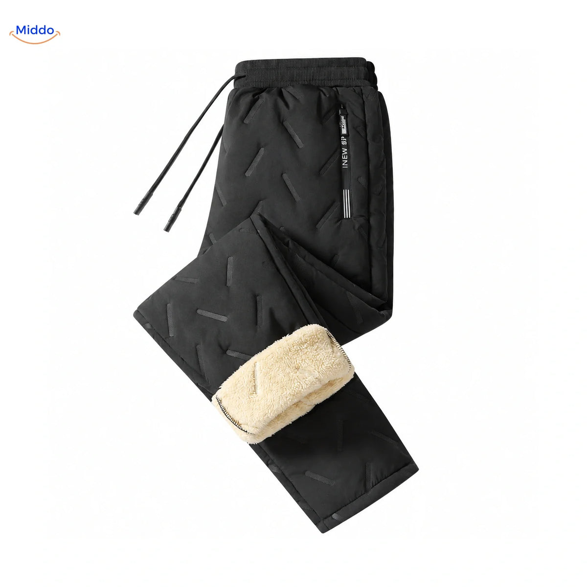 Gevoerde Winterbroek Heren Zwart Grijs Teddy Voering Rechte Pijpen Ribboord Elastische Taille Comfortabel M-7XL | Sulvida