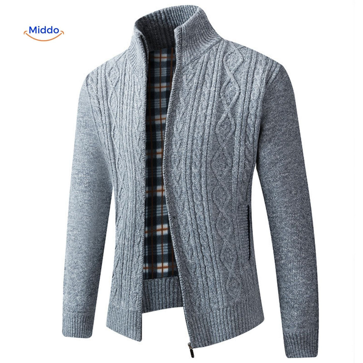 Gebreid heren vest gevoerd warm ribboorden ritssluiting casual bovenlaag elegante pasvorm herfst winter | Sulvida