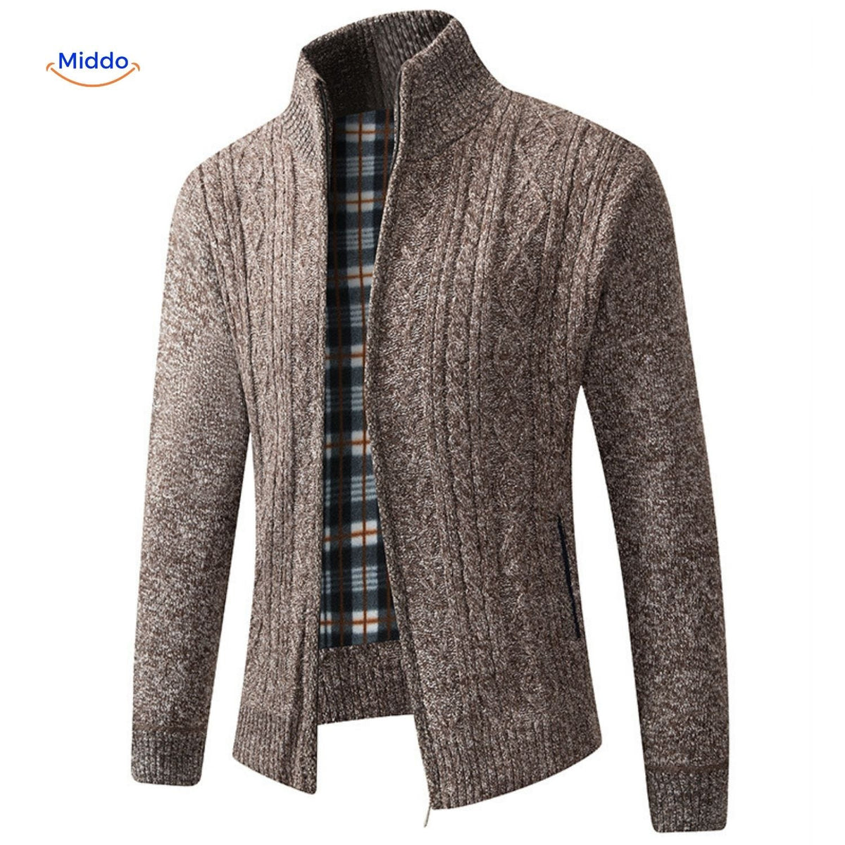 Gebreid heren vest gevoerd warm ribboorden ritssluiting casual bovenlaag elegante pasvorm herfst winter | Sulvida