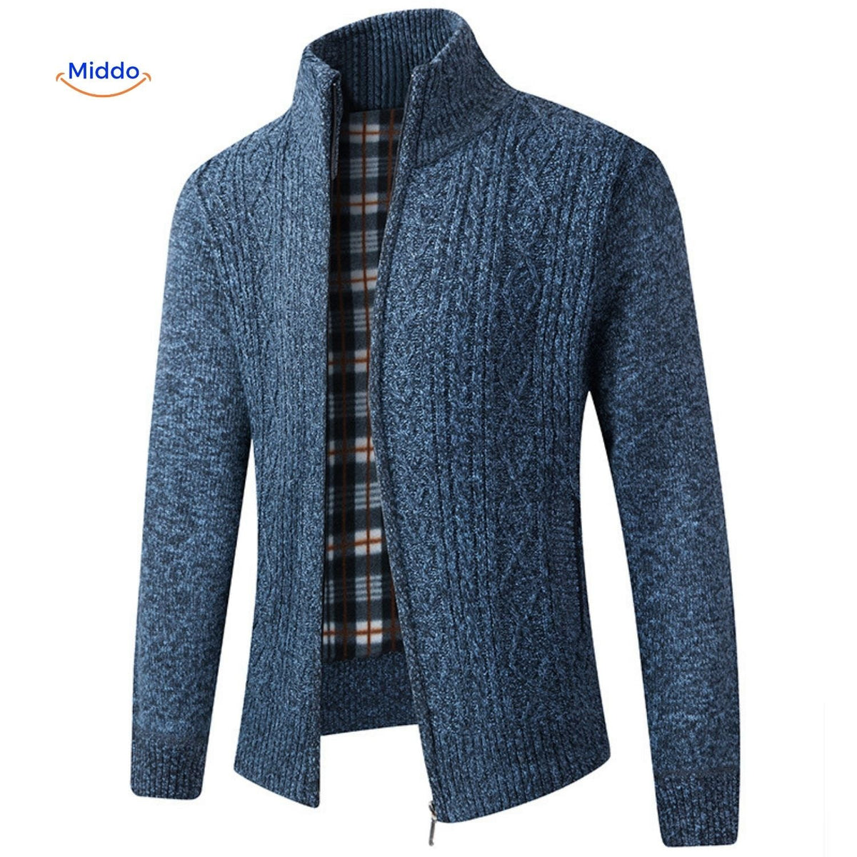 Gebreid heren vest gevoerd warm ribboorden ritssluiting casual bovenlaag elegante pasvorm herfst winter | Sulvida
