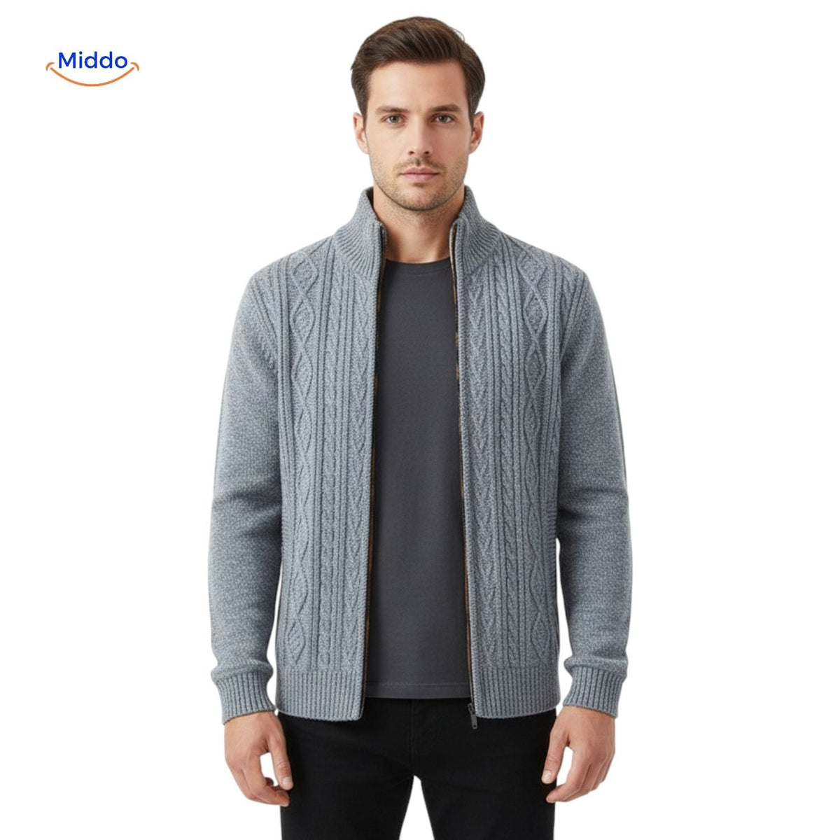 Gebreid heren vest gevoerd warm ribboorden ritssluiting casual bovenlaag elegante pasvorm herfst winter | Sulvida