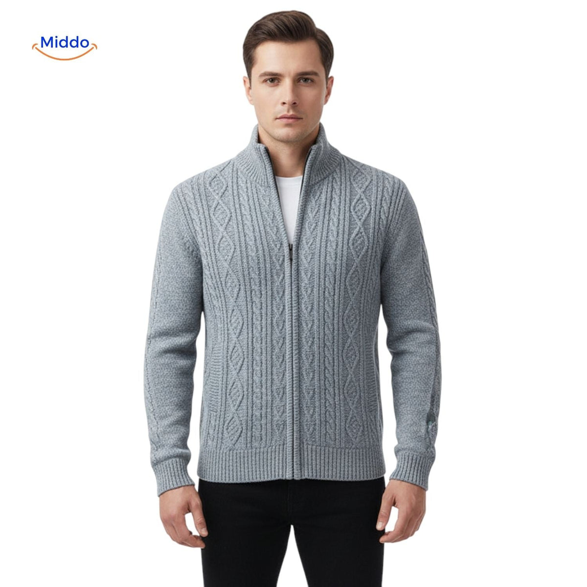 Gebreid heren vest gevoerd warm ribboorden ritssluiting casual bovenlaag elegante pasvorm herfst winter | Sulvida