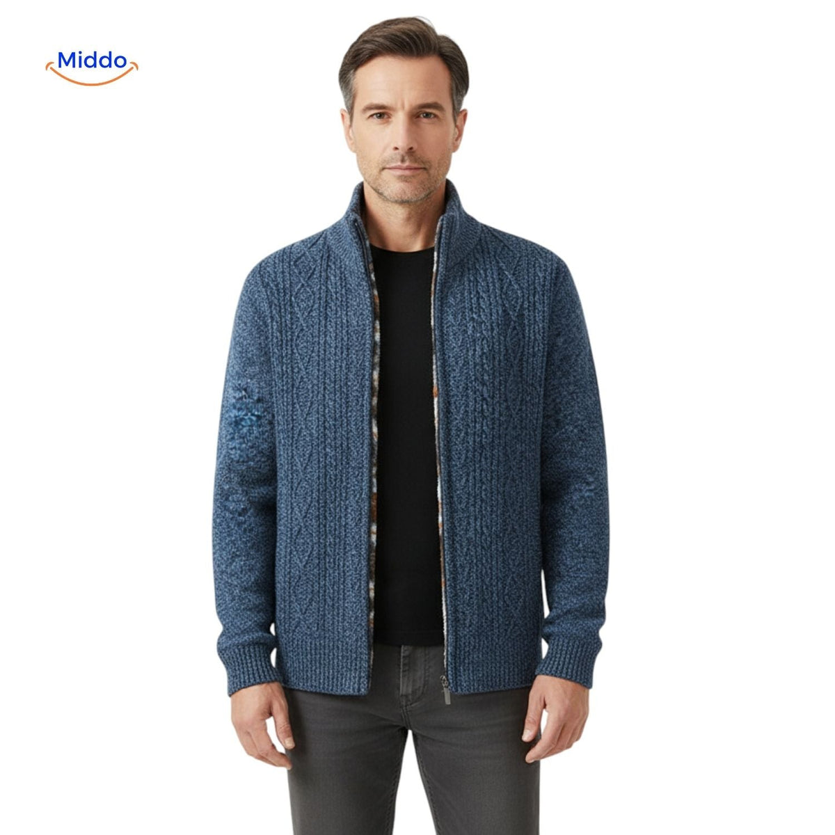 Gebreid heren vest gevoerd warm ribboorden ritssluiting casual bovenlaag elegante pasvorm herfst winter | Sulvida