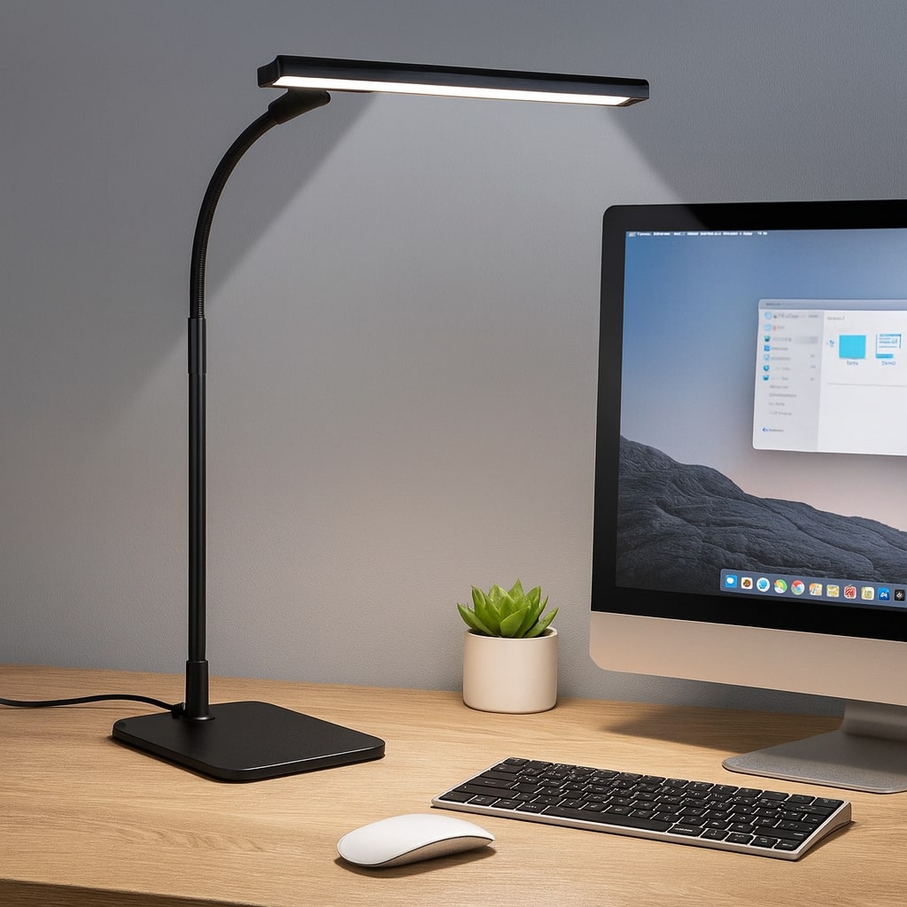Verstelbare LED-bureaulamp met flexibele arm dimfunctie en stijlvol design voor werkkamer kantoor studeerkamer | Sulvida