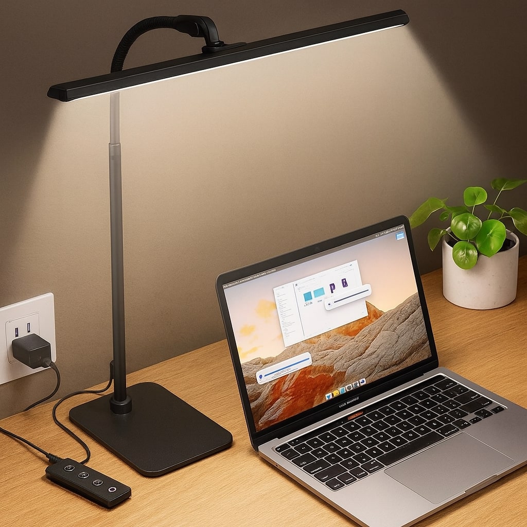 Verstelbare LED-bureaulamp met flexibele arm dimfunctie en stijlvol design voor werkkamer kantoor studeerkamer | Sulvida