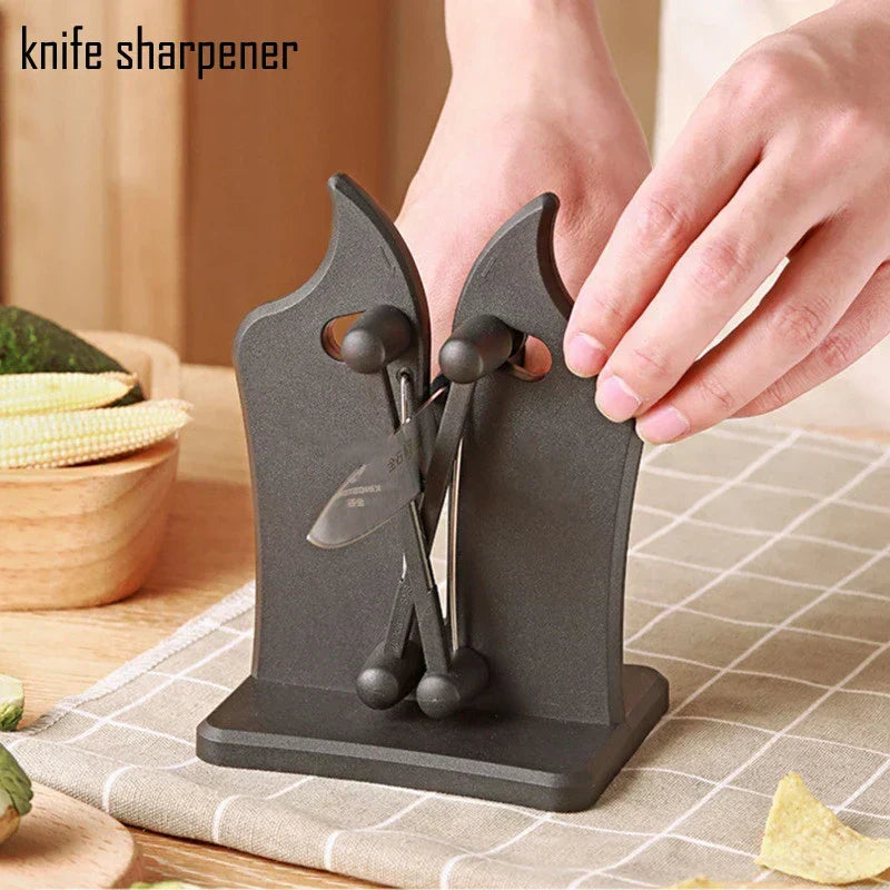 Drietraps Messenslijper Zwart Roestvrij Staal Professioneel Keukenmes Slijpen Compact Slim Design Scherp | Sulvida