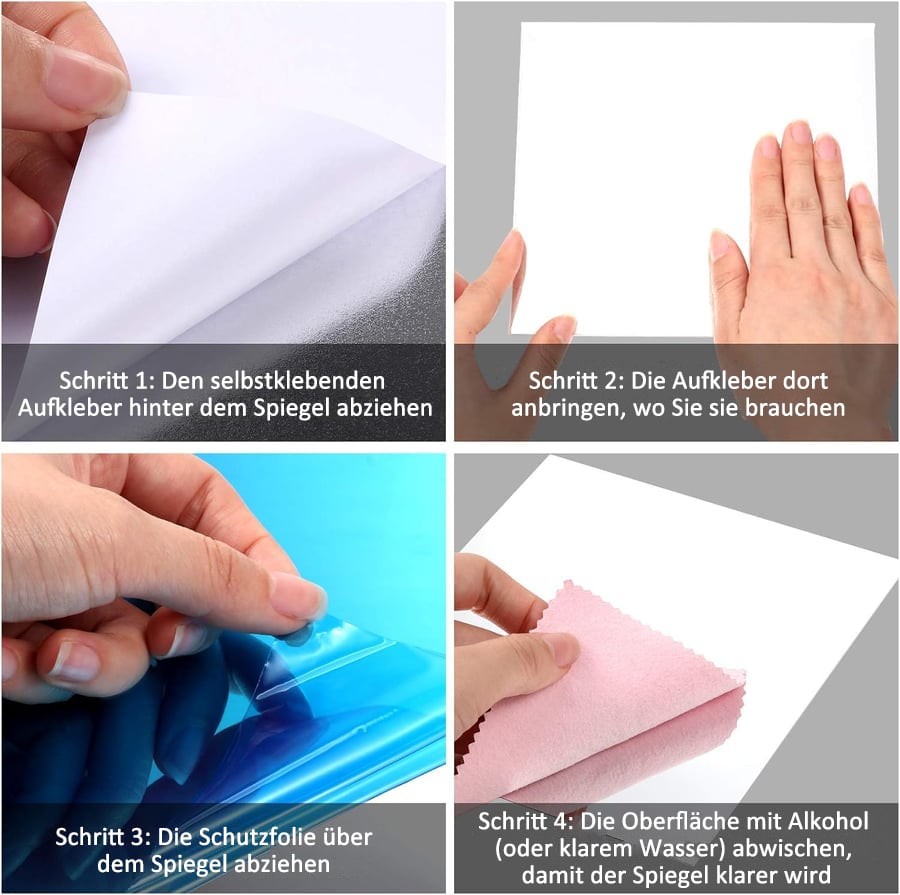 Buigbare Spiegelfolie 50×50 cm Flexibel Zelfklevend Plexiglas Veilig Spiegelvel Breukbestendig Decoratie | Sulvida